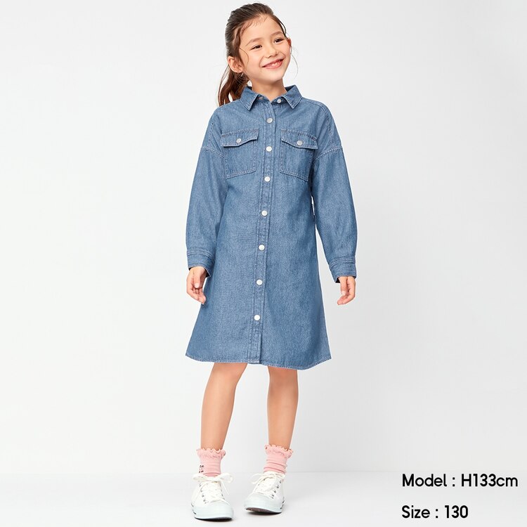 Girlsデニムシャツワンピース 長袖 Gu ジーユー 公式通販オンラインストア