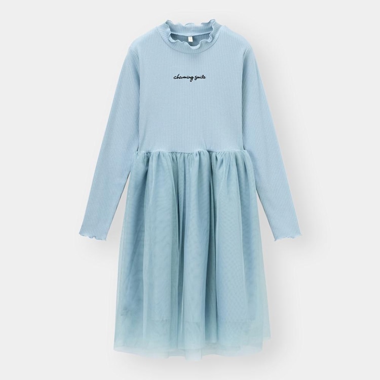 Gu公式 Girlsチュールドッキングワンピース 長袖 ファッション通販サイト