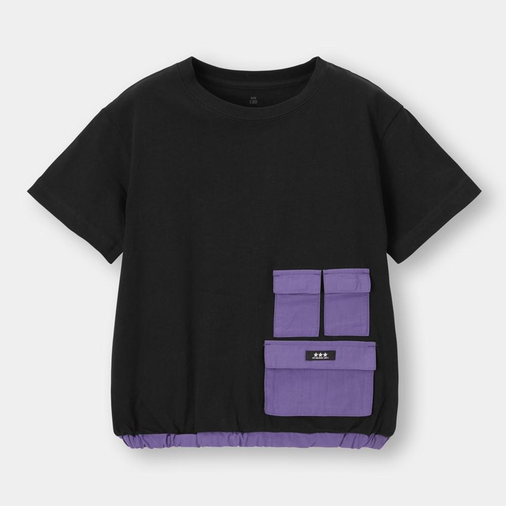 （GU）BOYS布帛コンビネーションビッグT(半袖)+Xのサムネイル