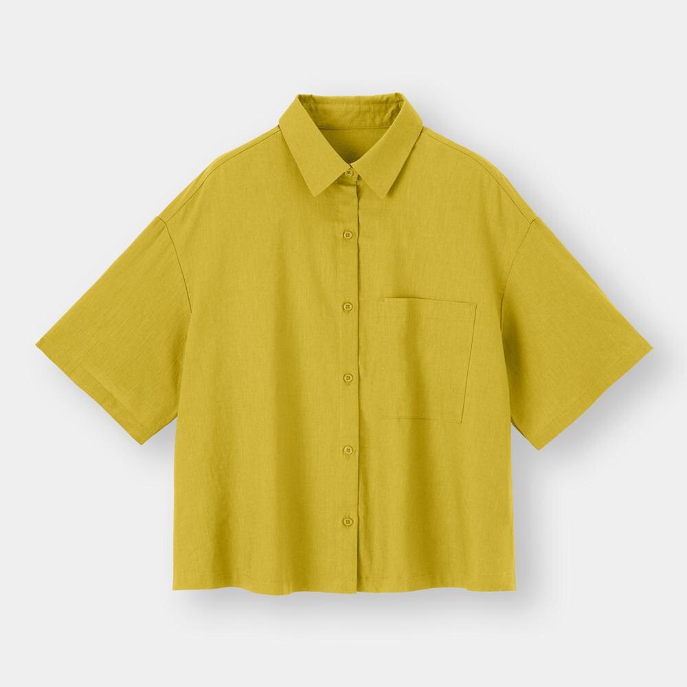 （GU）リネンブレンドオーバーサイズシャツ(5分袖)(セットアップ可能)