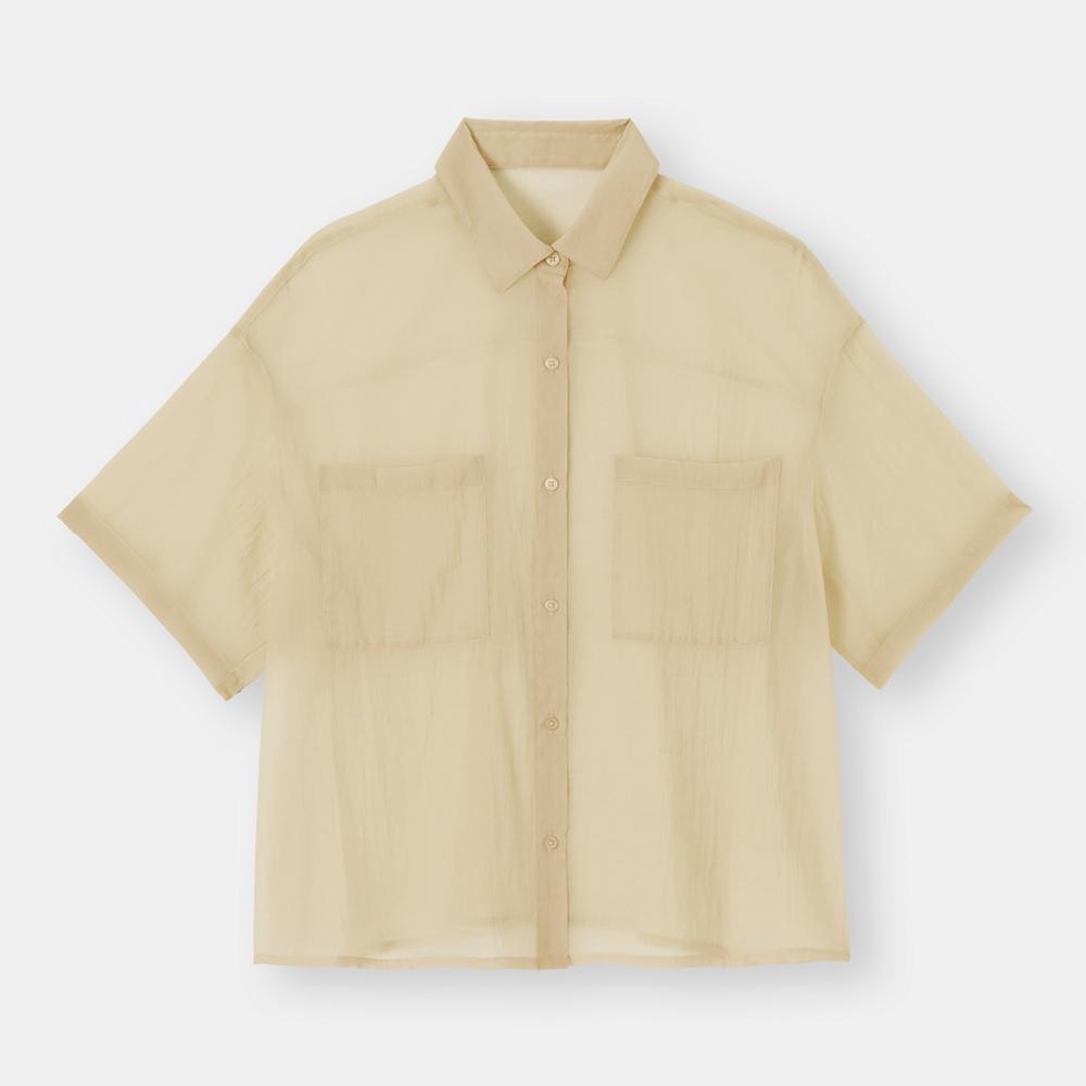 （GU）シアーオーバーサイズシャツ(5分袖)