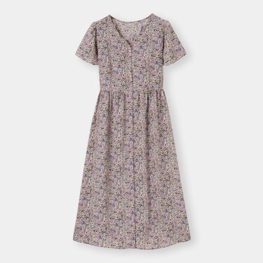 Gu公式 フラワープリントレースアップワンピース 半袖 ファッション通販サイト