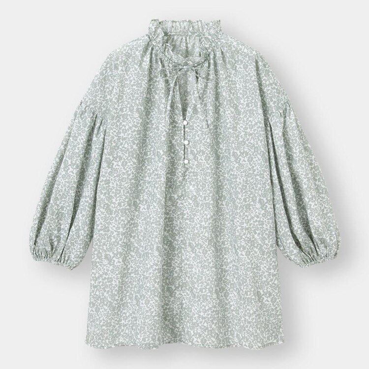 Gu公式 プリントフリルネックペザントブラウス 7分袖 ファッション通販サイト