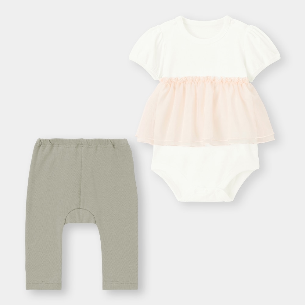 （GU）BABY(NEWBORN)ロンパースセット(半袖)(チュール)+Eのサムネイル