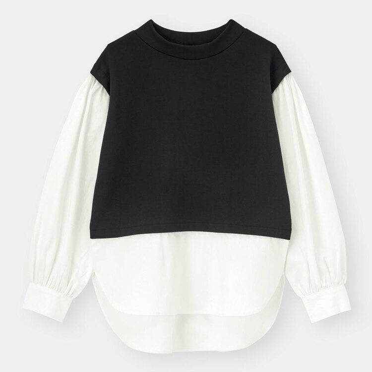 ダブルフェイススリーブコンビネーションプルオーバー 長袖 Q Gu ジーユー 公式通販オンラインストア