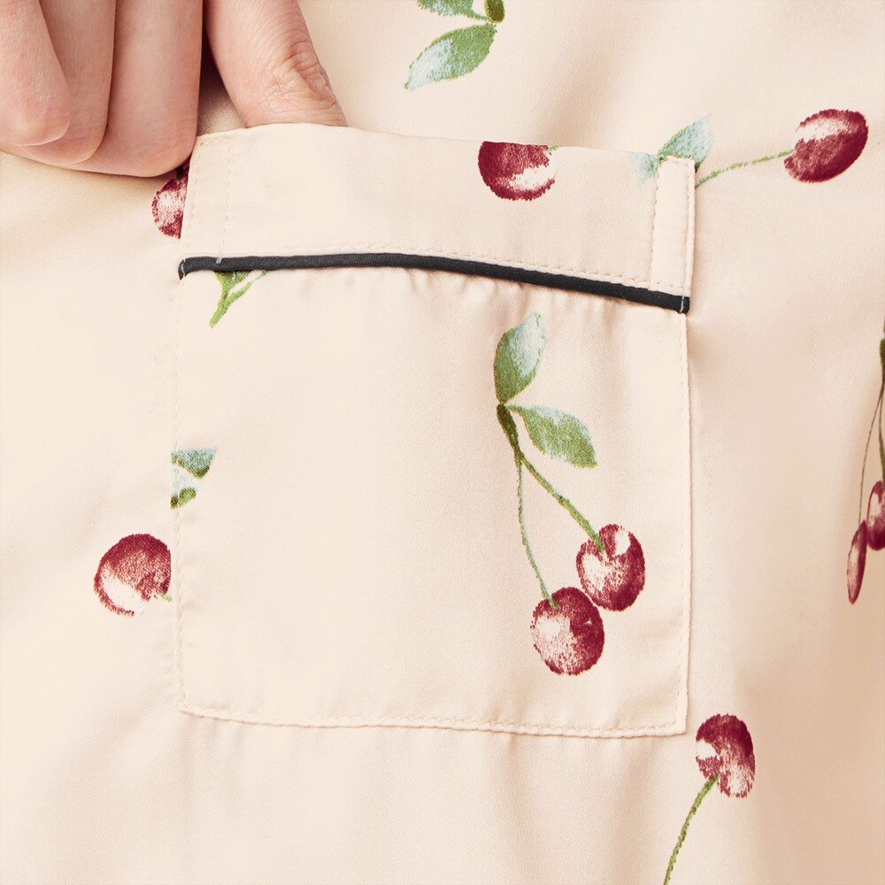 Gu公式 サテンパジャマワンピース 長袖 チェリー E ファッション通販サイト