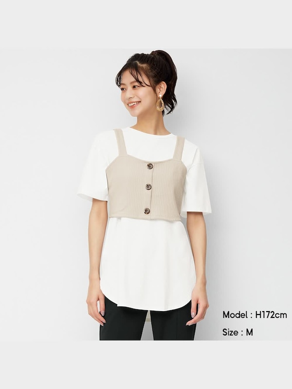 マーセライズドラウンドヘムチュニックT(5分袖)