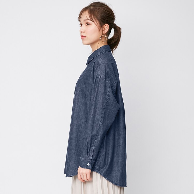 デニムオーバーサイズシャツ 長袖 Sd E Gu ジーユー 公式通販オンラインストア