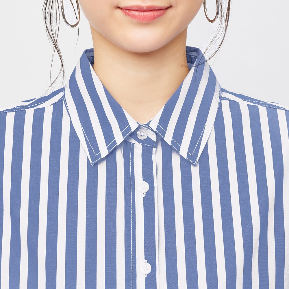 Gu公式 ストライプオーバーサイズシャツ 長袖 Sd E ファッション通販サイト