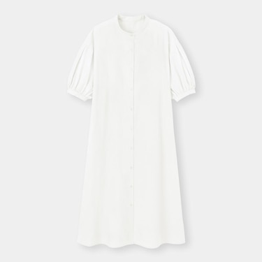 Gu公式 バンドカラーシャツワンピース 5分袖 Q ファッション通販サイト