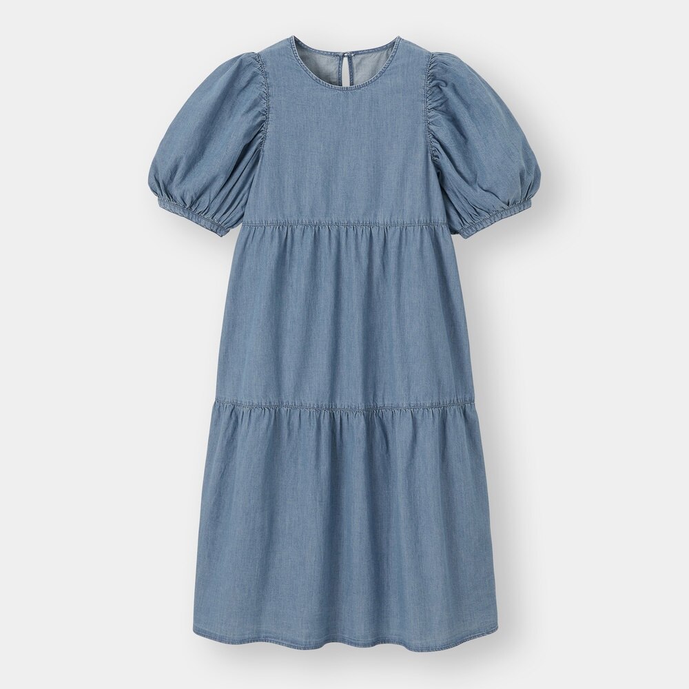 Gu公式 デニムティアードワンピース 5分袖 Q ファッション通販サイト