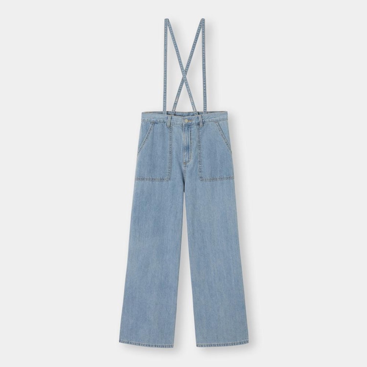 Gu公式 サスペンダー付きデニムワイドパンツsd E ファッション通販サイト