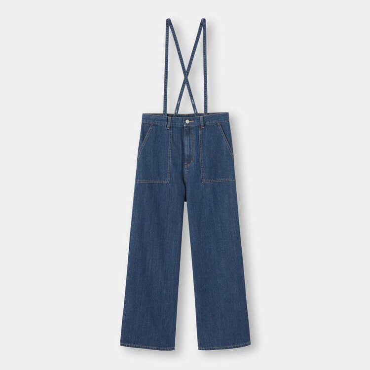 Gu公式 サスペンダー付きデニムワイドパンツsd E ファッション通販サイト