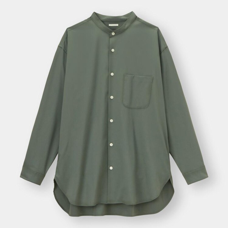 Gu公式 オーバーサイズバンドカラーシャツ 長袖 セットアップ可能 ファッション通販サイト