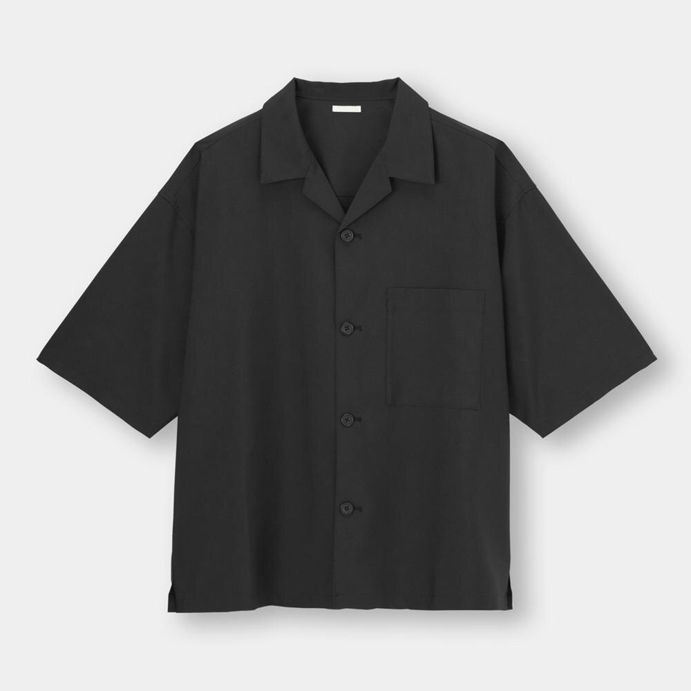 （GU）ドライワイドフィットオープンカラーシャツ(5分袖)(セットアップ可能)