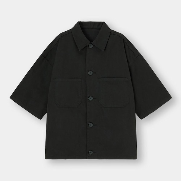 シェフシャツ(5分袖)(セットアップ可能)-BLACK
