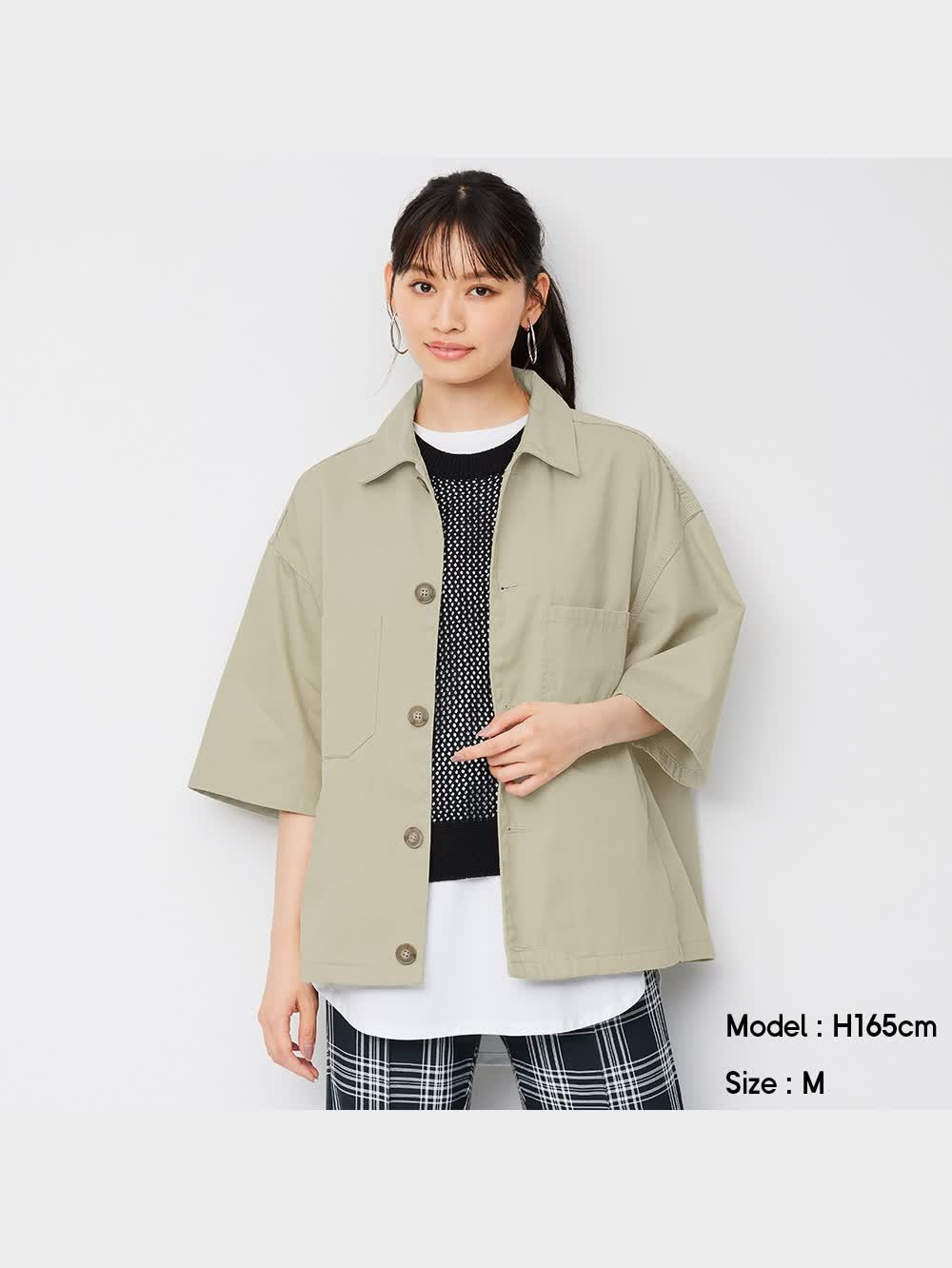GU公式 | シェフシャツ(5分袖)(セットアップ可能)