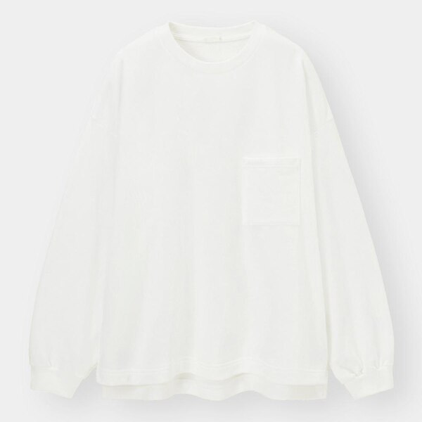 ワイドフィットスウェットシャツ(長袖)-WHITE