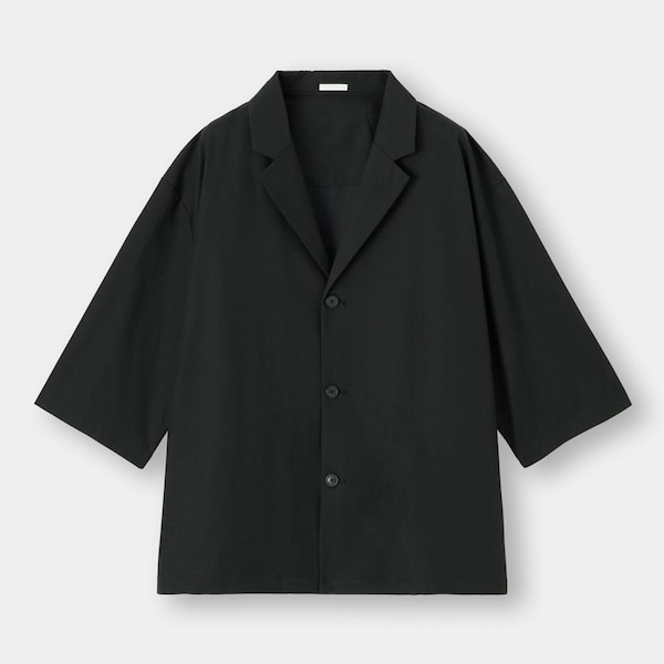 シャツジャケット(5分袖)NT+E(セットアップ可能)-BLACK