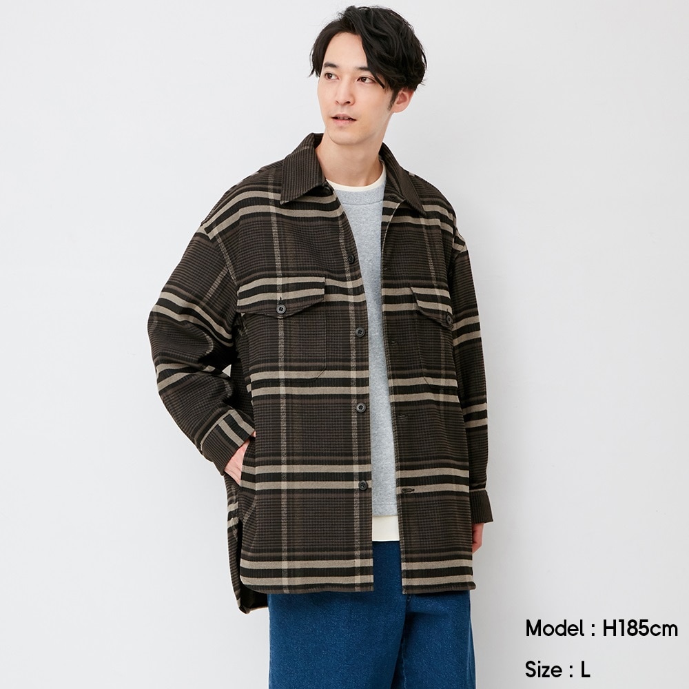 チェックシャツコート 長袖 Nt Eとスウェットライクタートルネックセーター 長袖 のコーデ Gu公式 Staff Styling