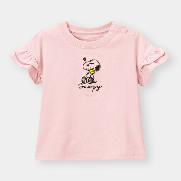 BABY(TODDLER)GIRLSフリルT(半袖)Peanuts +E-PINK