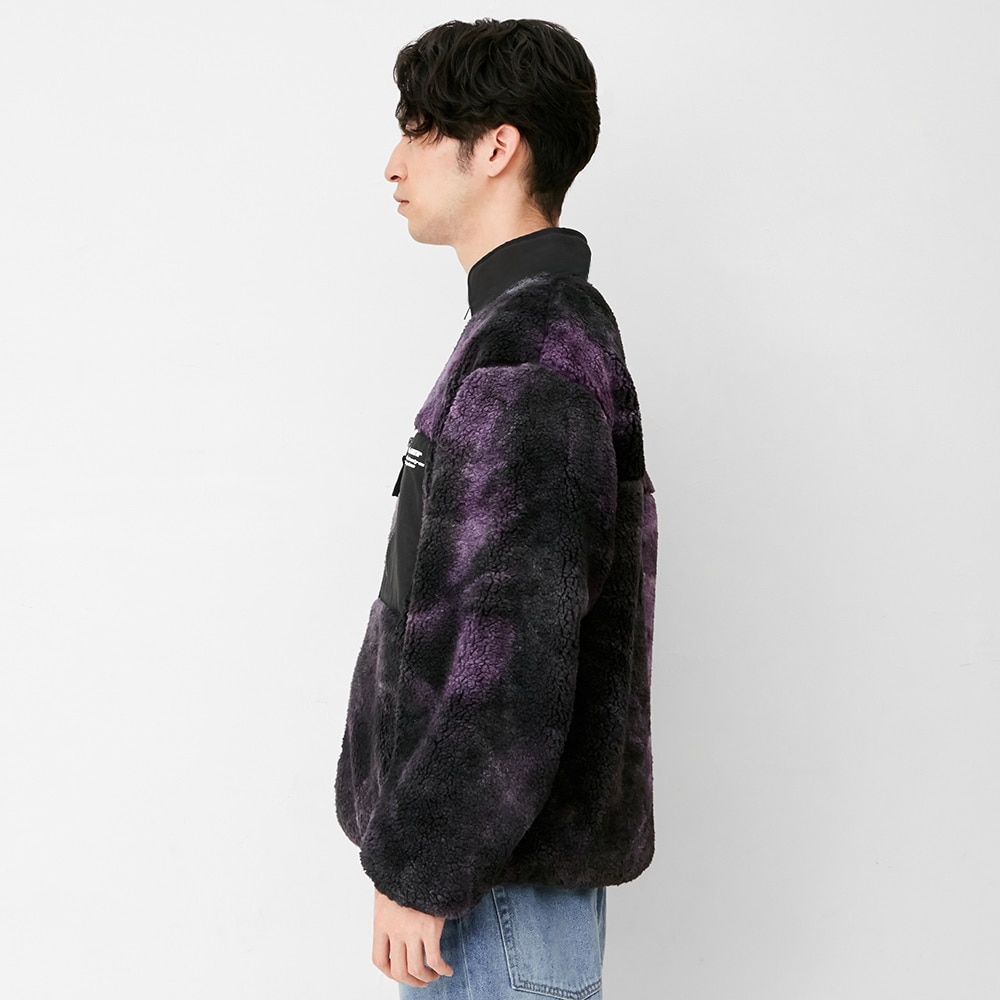 木造 GU シープボアフリースジャケット タイダイ 黒紫 Sサイズ - 通販