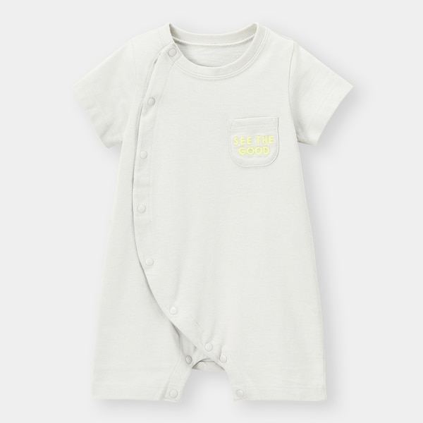 BABY(NEWBORN)カバーオール(半袖)(ロゴ)+E-LIGHT GRAY