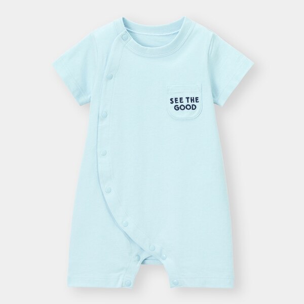 BABY(NEWBORN)カバーオール(半袖)(ロゴ)+E-BLUE