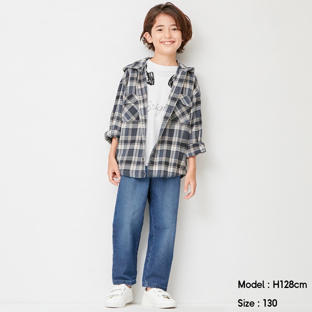 （GU）KIDS(男女兼用)デニムシェフパンツのサムネイル