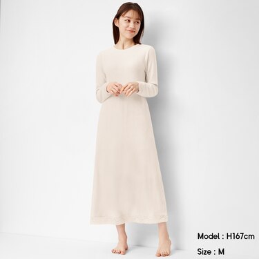 Gu公式 裾レースラウンジワンピース 長袖 X ファッション通販サイト