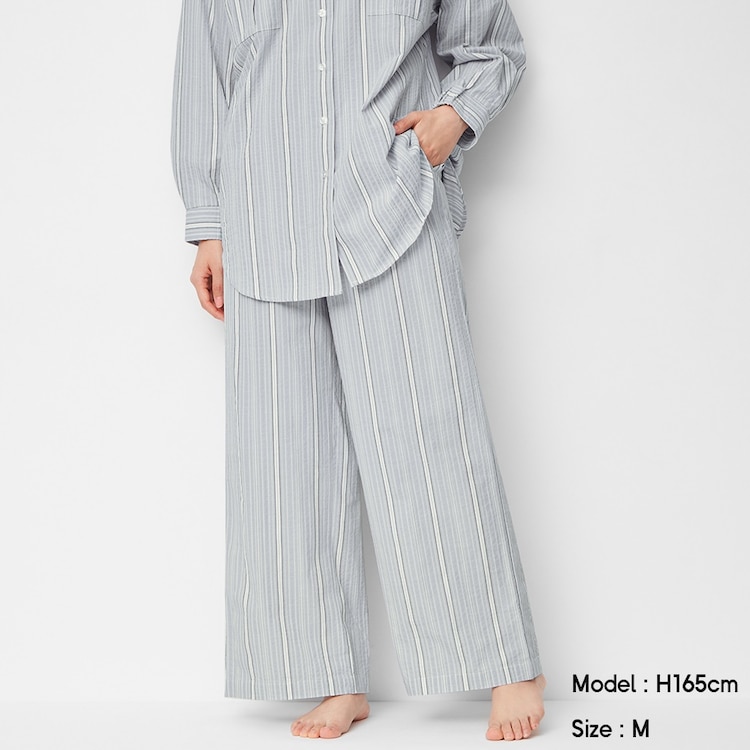 Gu公式 コットンパジャマパンツ ストライプ E セットアップ可能 ファッション通販サイト
