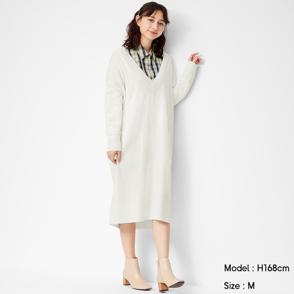 Gu公式 Vネックニットワンピース 長袖 Sd E ファッション通販サイト