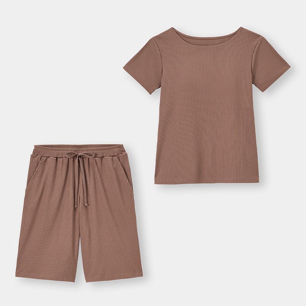 Gu公式 リブラウンジセット 半袖 カップ付き ファッション通販サイト