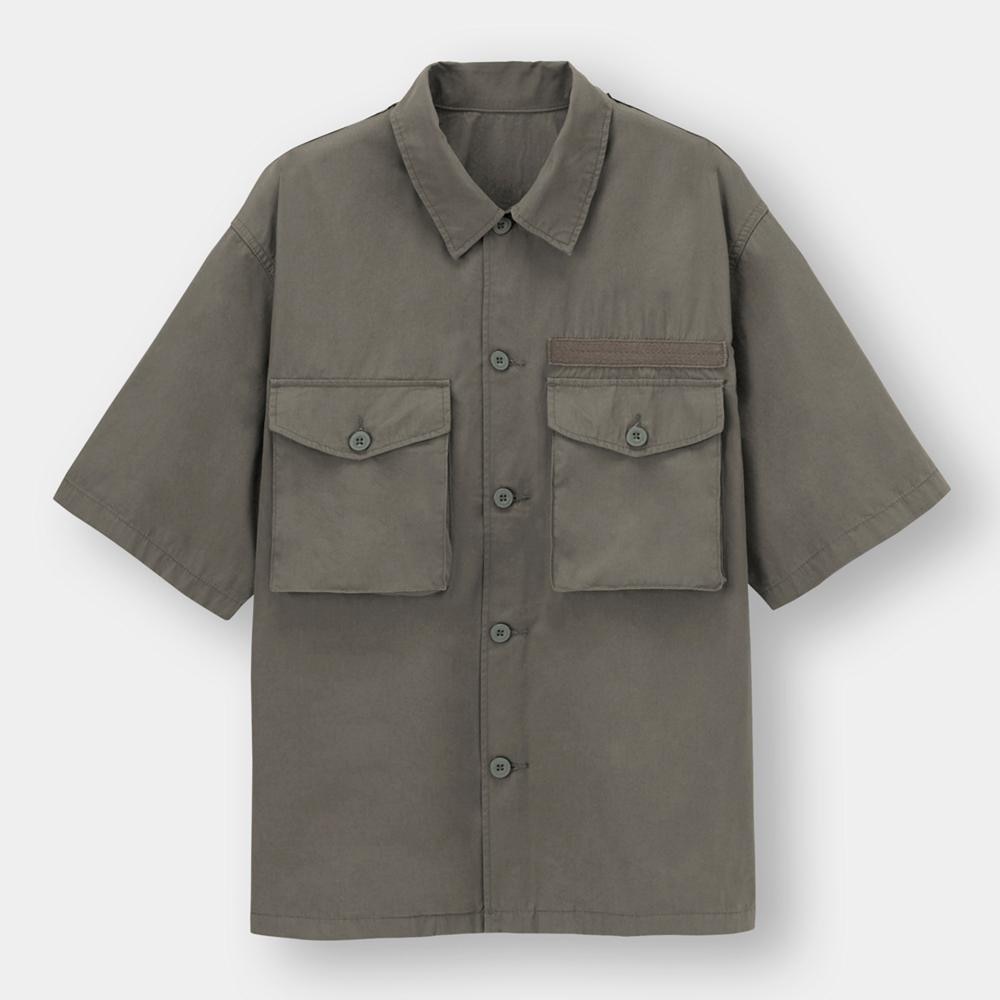 （GU）ミリタリーオーバーサイズシャツ(5分袖)+X