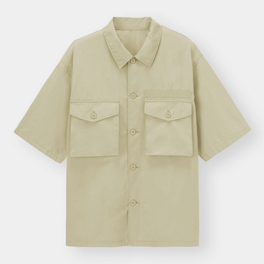 （GU）ミリタリーオーバーサイズシャツ(5分袖)+X