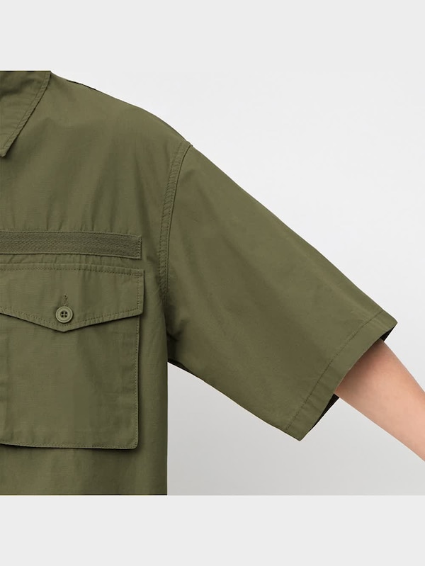 ミリタリーオーバーサイズシャツ(5分袖)+X