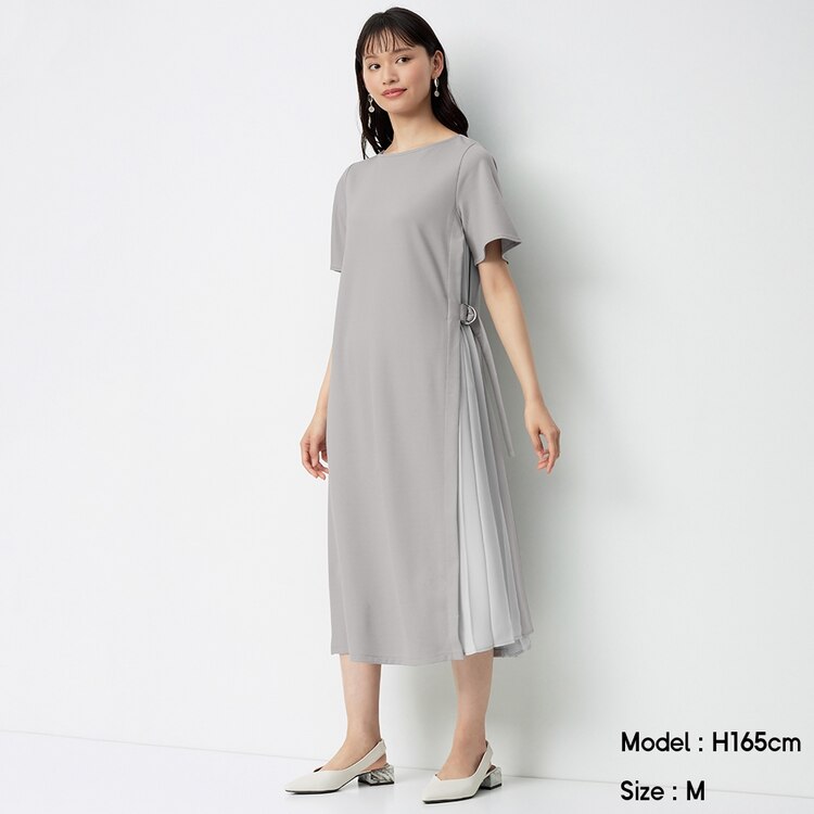 Gu公式 サイドプリーツコンビネーションワンピース 半袖 Z E ファッション通販サイト