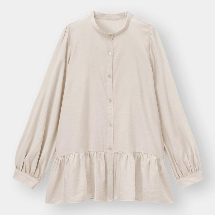 ギャザーフレアロングシャツ 長袖 Gu ジーユー 公式通販オンラインストア