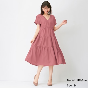 Gu公式 Vネックティアードワンピース 半袖 Osq Ec ファッション通販サイト