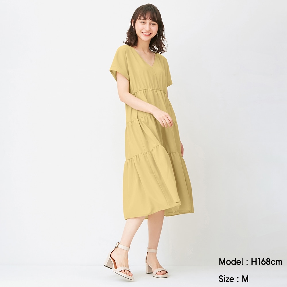 （GU）Vネックティアードワンピース(半袖)OSQ+ECのサムネイル