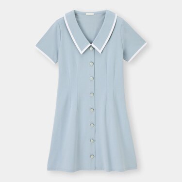 Gu公式 バイカラーミニワンピース 半袖 Yg Ec ファッション通販サイト