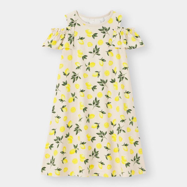 Gu公式 Girlsオープンショルダーフリルワンピース 半袖 レモン ファッション通販サイト