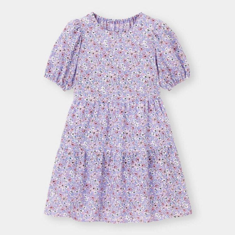 Girlsフラワープリントティアードワンピース 半袖 Gu ジーユー 公式通販オンラインストア