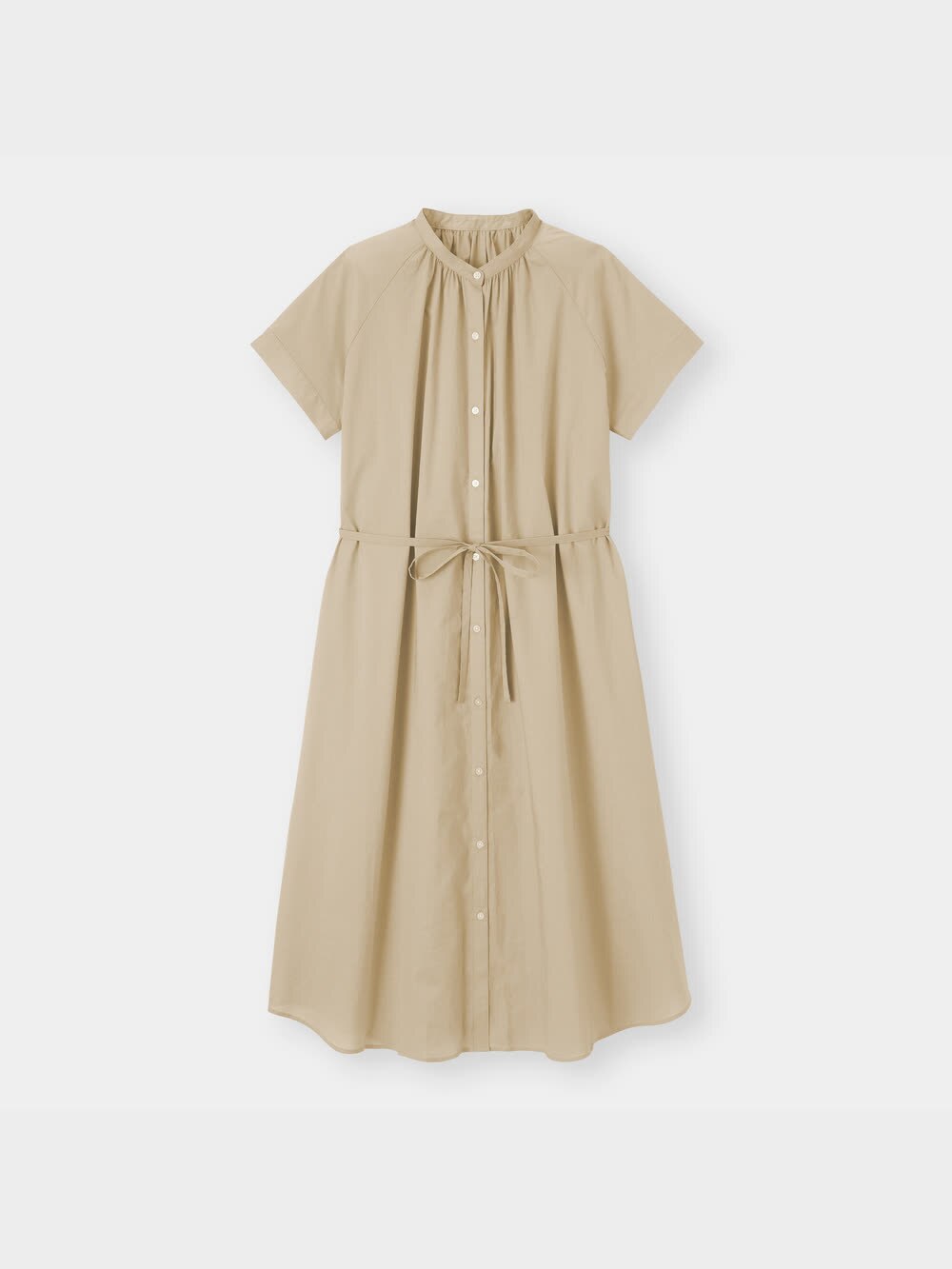 GU公式 | バンドカラーギャザーワンピース(半袖)OS