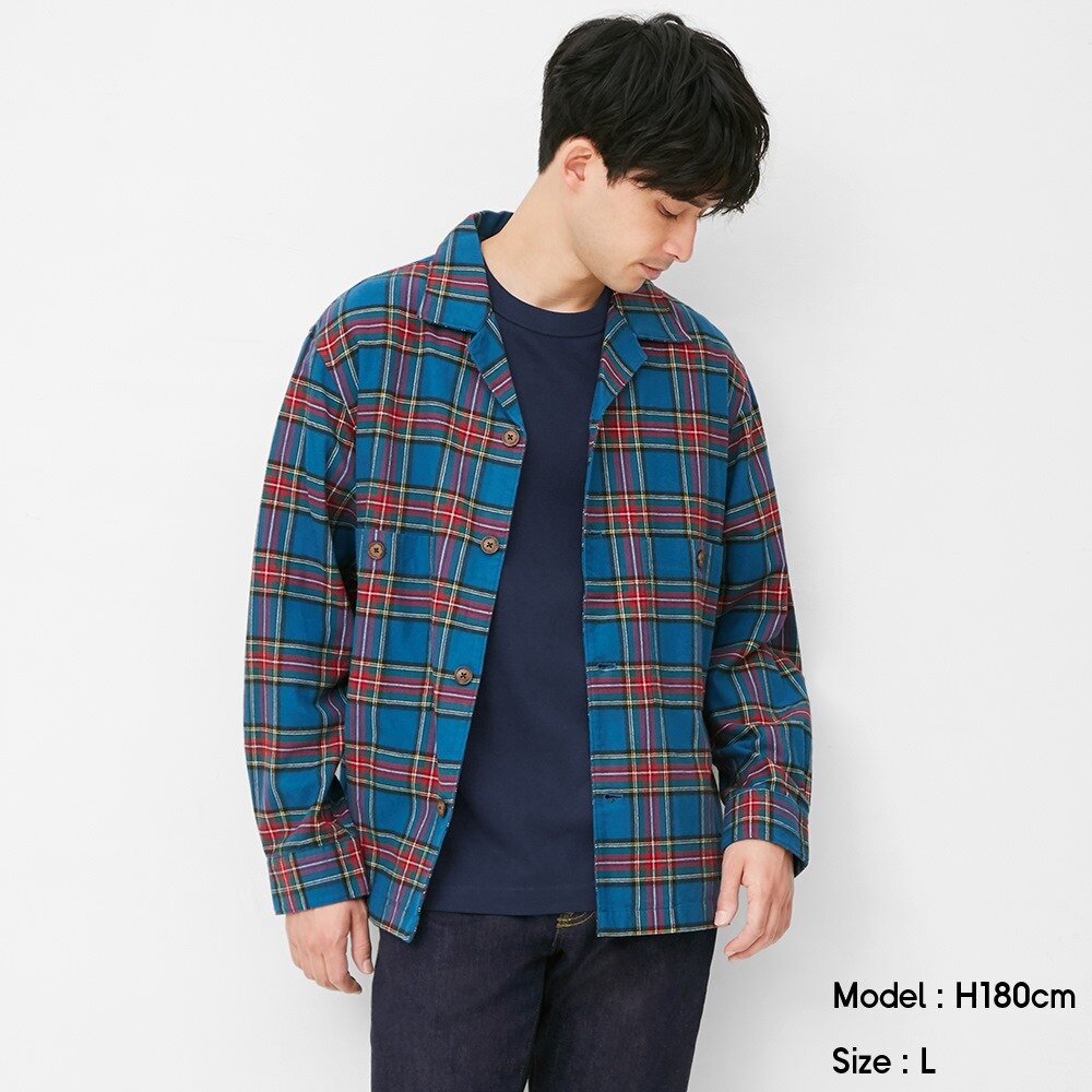 Guのフランネルシャツジャケット 長袖 タータンチェック Stylehint