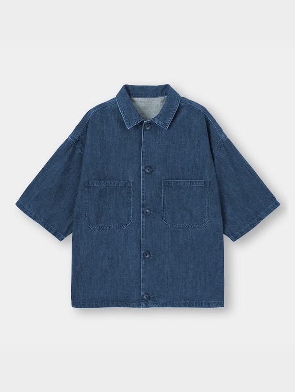 デニムシェフシャツ(5分袖)(セットアップ可能)
