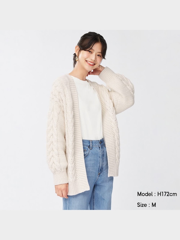 チャンキーニットボーイフレンドカーディガン(長袖)