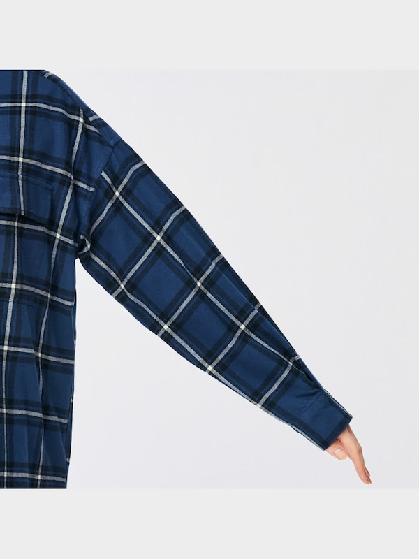 フランネ  ルオーバーサイズシャツ(長袖)(チェックB)+X