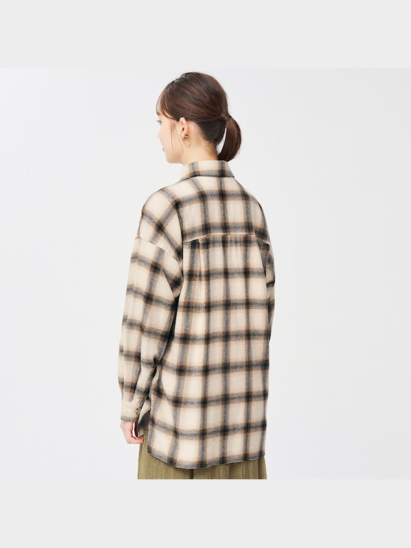 フランネルオーバーサイズシャツ(長袖)(チェックC)+X