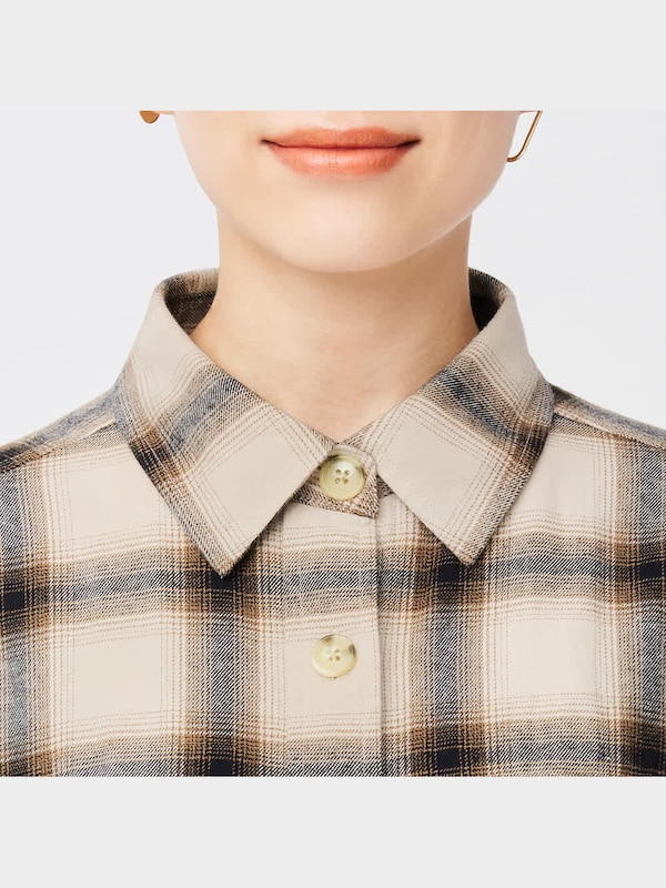 フランネルオーバーサイズシャツ(長袖)(チェックC)+X